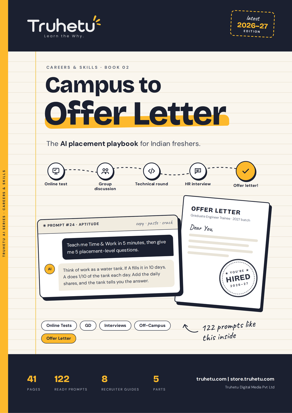 Campus to Offer Letter PDF — AI Placement Preparation Guide for Freshers (122 Prompts)