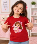 Cute Girl & Cat Kids T-Shirt – Adorable Kawaii Graphic Tee for Girls