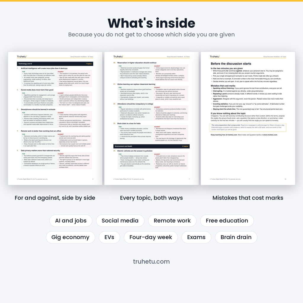 Group Discussion Handbook — 40 Topics with Points For and Against (PDF)