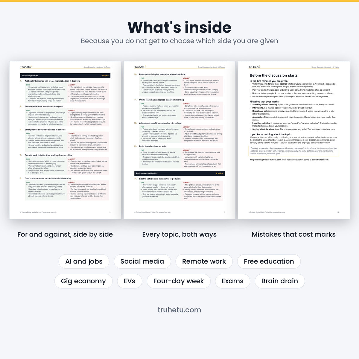 Group Discussion Handbook — 40 Topics with Points For and Against (PDF)