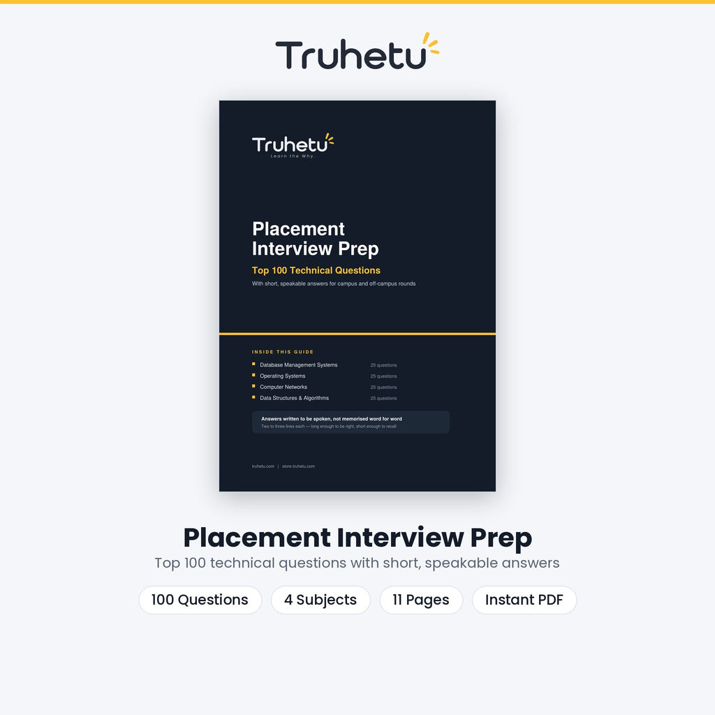 Placement Interview Prep PDF cover — top 100 technical questions for CSE freshers